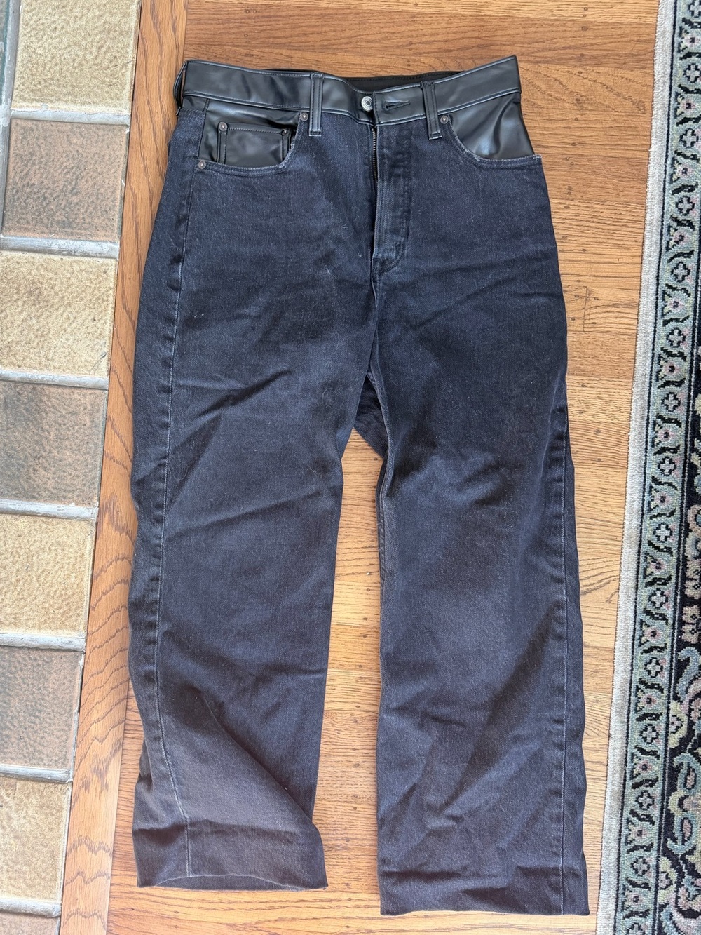 Abercrombie & Fitch Black jeans with Faux Leather details